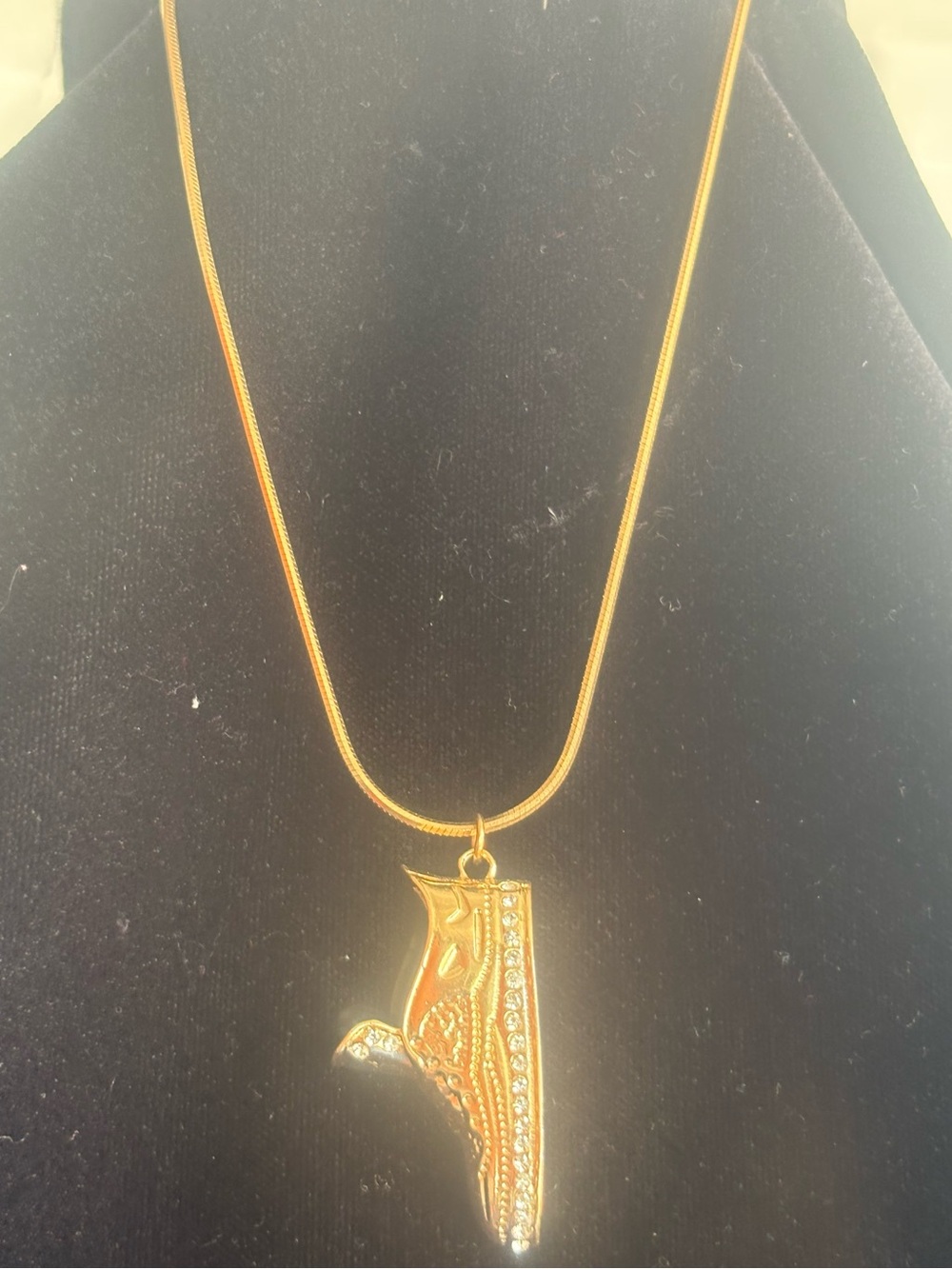 Gold-tone Women’s Pendant Necklace with Crystal  sneaker Accents